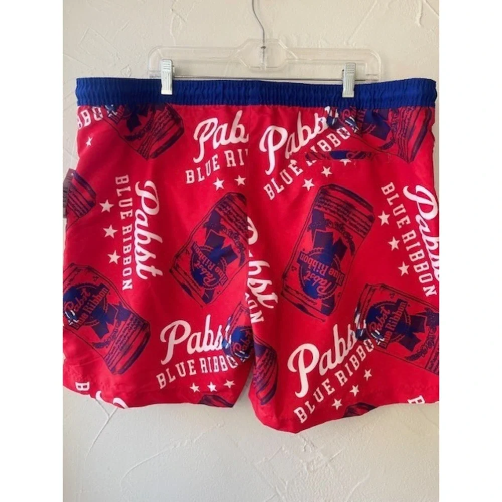 Pabst Blue Ribbon Beer Men's Americana Swim Trunks Swim Suit Size XXL